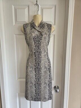 Calvin Klein Sleeveless Snake-Print Collared Sheath Dress, size 8